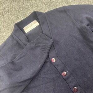 Dennis Cardigan XL 18/20 Navy Blue Shawl Collar Button Up Knit Sweater‎ Mens